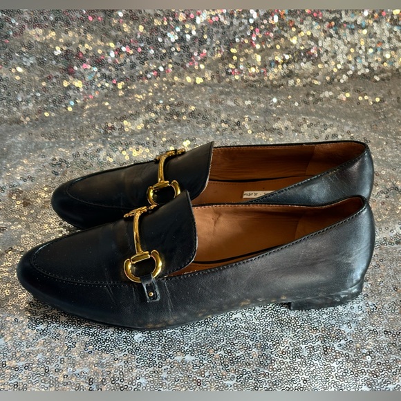 Other Stories Leather Black Loafers with Gold Accent Size 36 - Picture 4 of 11